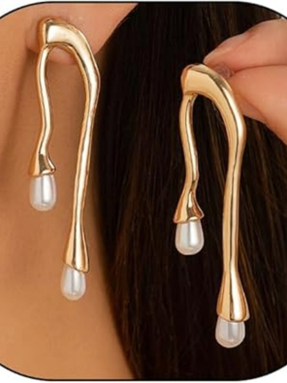 NEW Gold Liquid Pearl Drip Drop Earrings Waterdrop Dangle Earrings  - Adorable